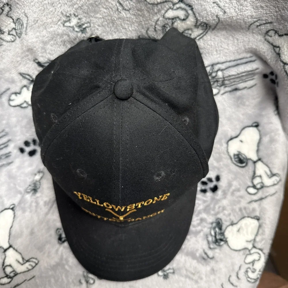 YELLOWSTONE DUTTON‎ RANCH Three In Trucker Cap Hat - Black with Gold Lettering